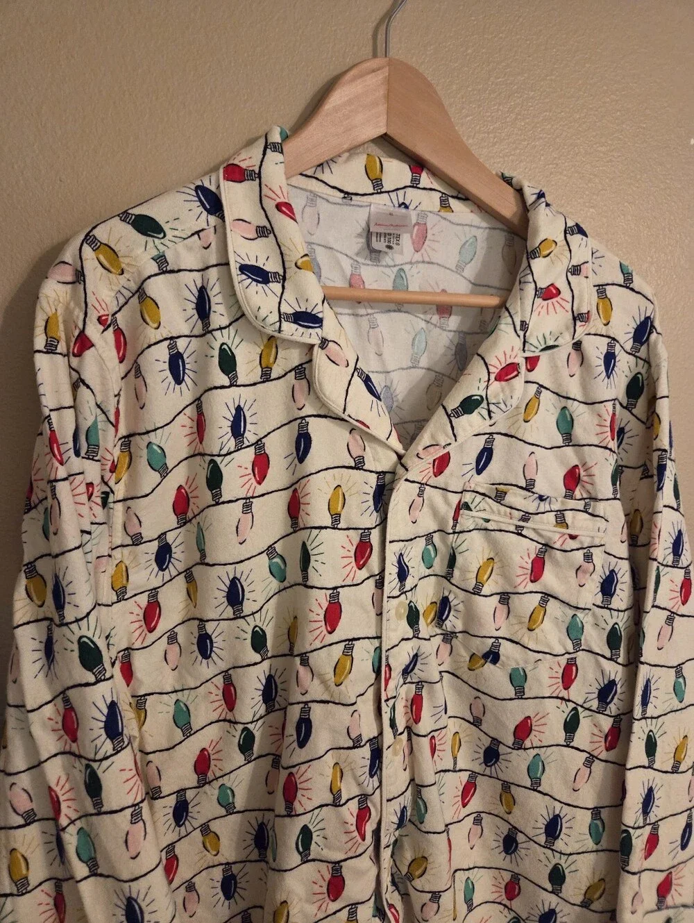 HANNA ANDERSSON Adult Unisex Flannel Holiday Christmas Light Bulb Pajama Set XL - Picture 3 of 12